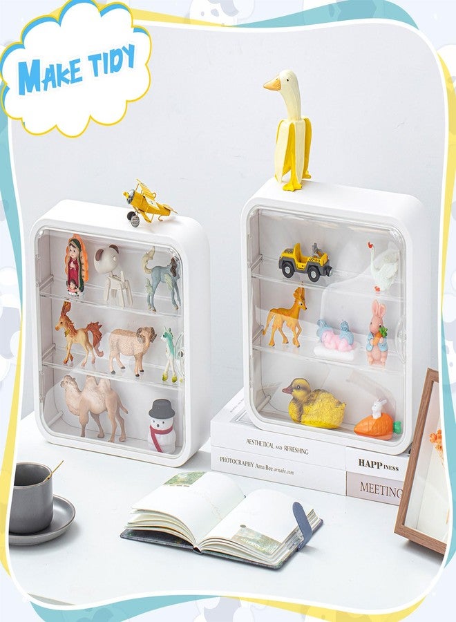 Menkxi 2 Pcs Display Case for Figures 3 Tiers Doll Storage Box Wall Mounted Clear Box Dust Proof Display Cabinet Organizer with Magnetic Door for Mini Toys Action Figures Collectibles, White - Image 4